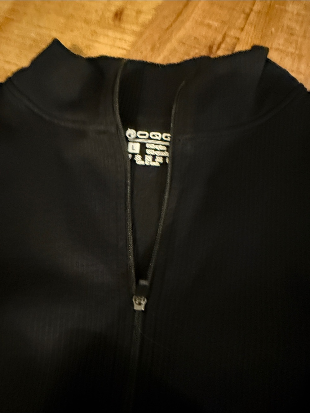 Women’s  Long-Sleeve Ribbed Half-Zip Bodysuit - Black and Khaki 2 in set. - Picture 4 of 5